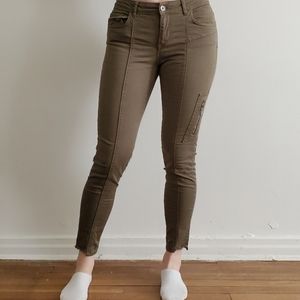 Cropped army green Zara jeans